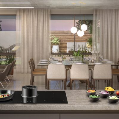 COOKTOP A INDUÇÃO COM COIFA RETRÁTIL TECNO THVI90DH