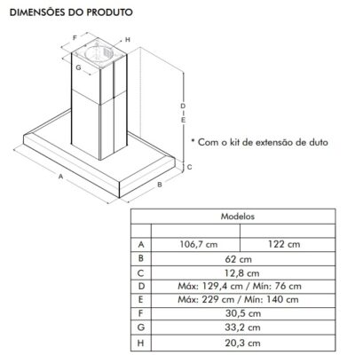 Coifa de Ilha Bertazzoni BER VAVANO IS 122