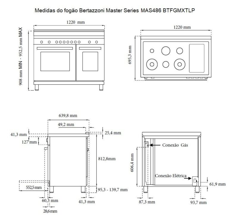 Fogão Bertazzoni Professional PRO126G2EGIT