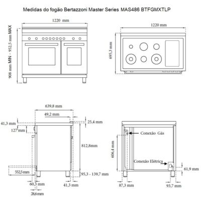 FOGÃO BERTAZZONI PROFESSIONAL PRO126G2EBIT