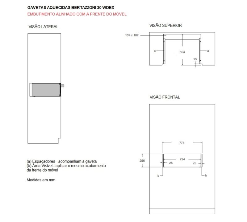 GAVETA AQUECIDA BERTAZZONI PROFESSIONAL WD60X