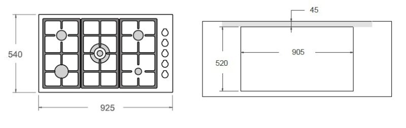 COOKTOP BERTAZZONI PROFESSIONAL A GÁS PROF365 QBXT