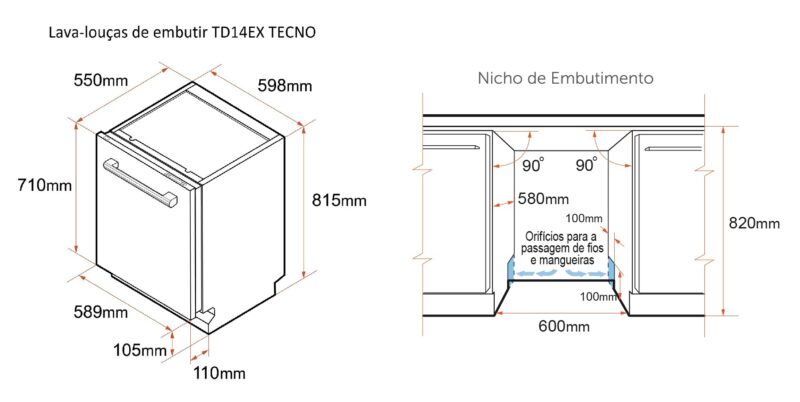 Lava-louças de Revestir Tecno TD14WP