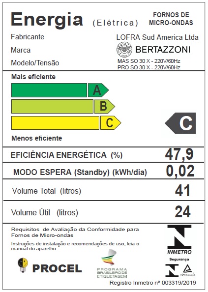 Forno Combinado Bertazzoni MICRO-ONDAS BERTAZZONI MASTER MAST30SOEX