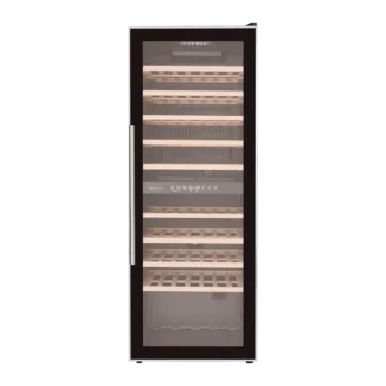 Adega Crissair Duo 77Di freestanding com 2 zonas independentes, 77 garrafas bordeaux, temperatura de 5°C a 22°C, compressor Inverter e prateleiras de madeira anti-fungo. Veja na Cevimar.