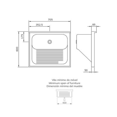 Tampo Lavanderia TL-CT-60 – Mekal Aço Inox de Alta Durabilidade