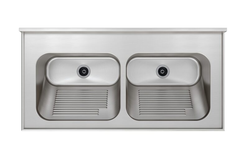 O Tampo Lavanderia Mekal CT50 TD oferece o luxo do aço inox com design funcional para sua área de serviço. Durabilidade e higiene profissional. Confira na Cevimar!