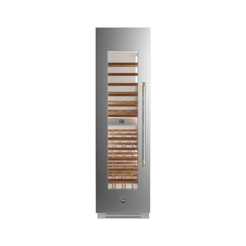 ADEGA BERTAZZONI HERITAGE HER WC605BLX2T (5) Adega Bertazzoni Heritage HER-WC605BLX2T: design italiano em inox, Dual Zone para 52 garrafas e abertura à esquerda. O luxo da preservação. Confira na Cevimar!