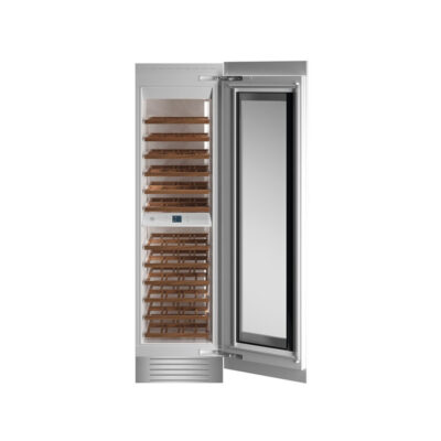 Adega Bertazzoni Heritage HER-WC605BRP2T: design italiano, Dual Zone para 52 garrafas e abertura à direita. O luxo da preservação para sua coleção. Confira!