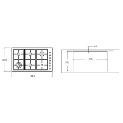 COOKTOP BERTAZZONI PROFESSIONAL A GÁS PROF366 QBXT