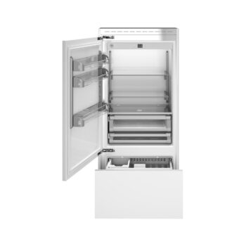 REFRIGERASOR BERTAZZONI HERITAGE HER REF755BBLPTT (3) Refrigerador Bertazzoni Heritage HER REF755BBLXTT: 75 cm, embutir flush, 473L, bottom freezer, inox anti-manchas, ice maker inteligente, 42 dB e Fresh Mode. Lancamento 2025. Cevimar.
