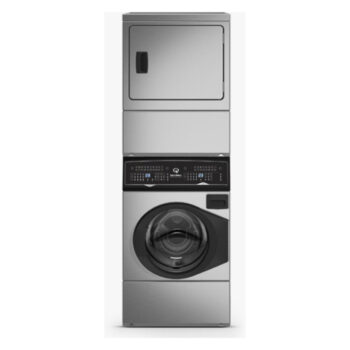 Torre Conjugada Speed Queen Inox: lavadora e secadora a gás em uma única unidade. Performance industrial e durabilidade para 25 anos. Unidade de Showroom!